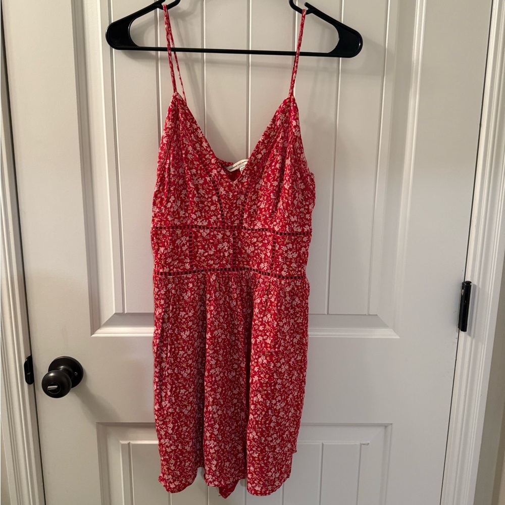 American Eagle Red Floral romper